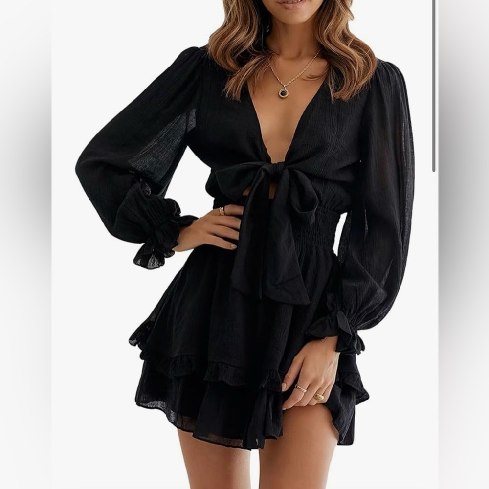 Elegant Black Long-Sleeve Dress